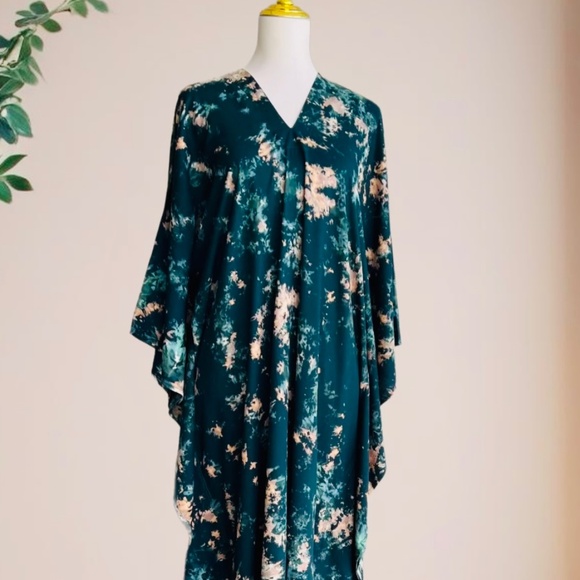 0016/ One Size Tie Dye Kaftan dark Green Color - Picture 4 of 13